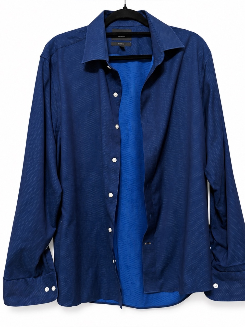 🦕Bonobos| Wrinkle-Free Standard Fit Blue Micro Dot Button Down Shirt Men’s Large - Picture 2 of 9